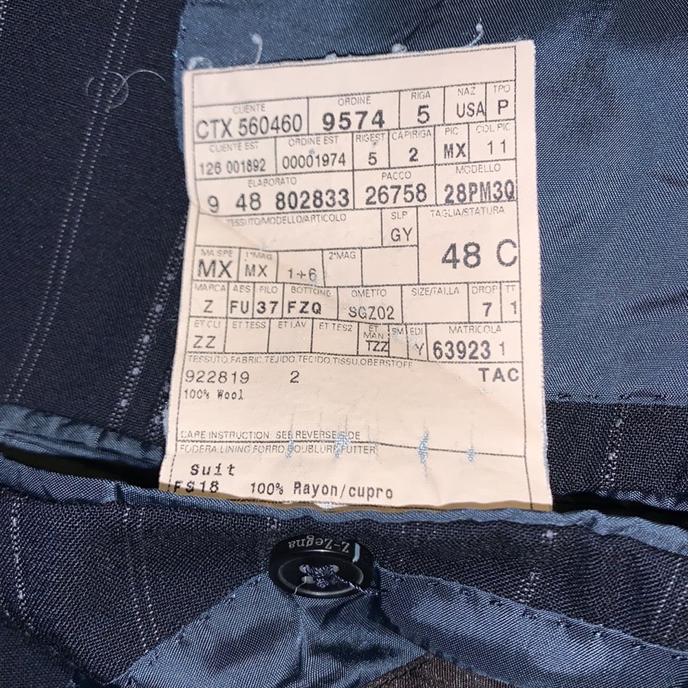 Z Zegna Mens Stripes Navy Blue Wool Blazer 48C - Picture 4 of 7